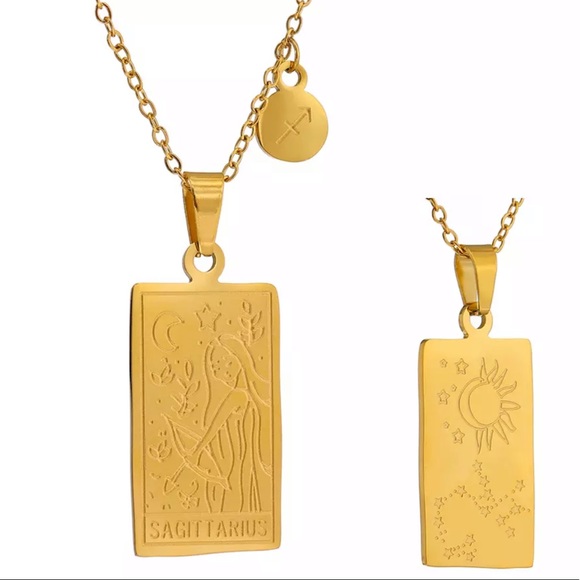 ๐18K gold plated zodiac square pendant necklace - Picture 7 of 14